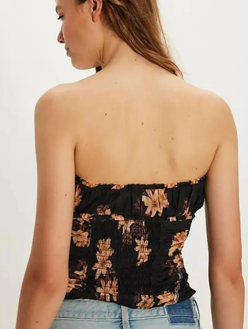NWOT Free People Scottie Tube Top Tropic Night Smocked Floral Medium